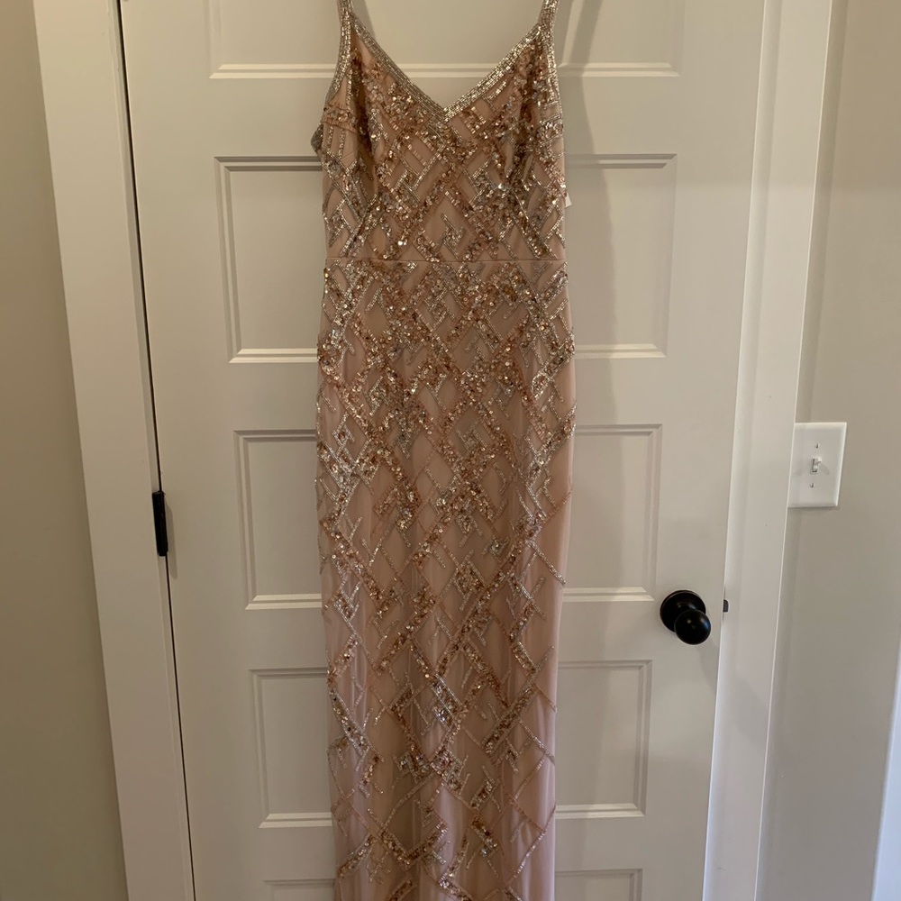 Aidan Mattox- Blush Color Long Ball Gown